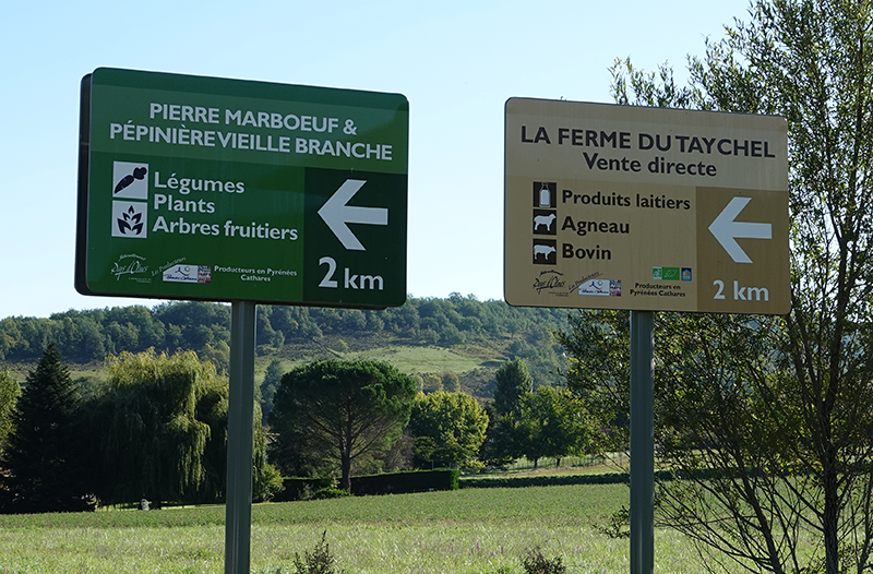 Signalétique routière « Producteurs en Pyrénées Cathares »